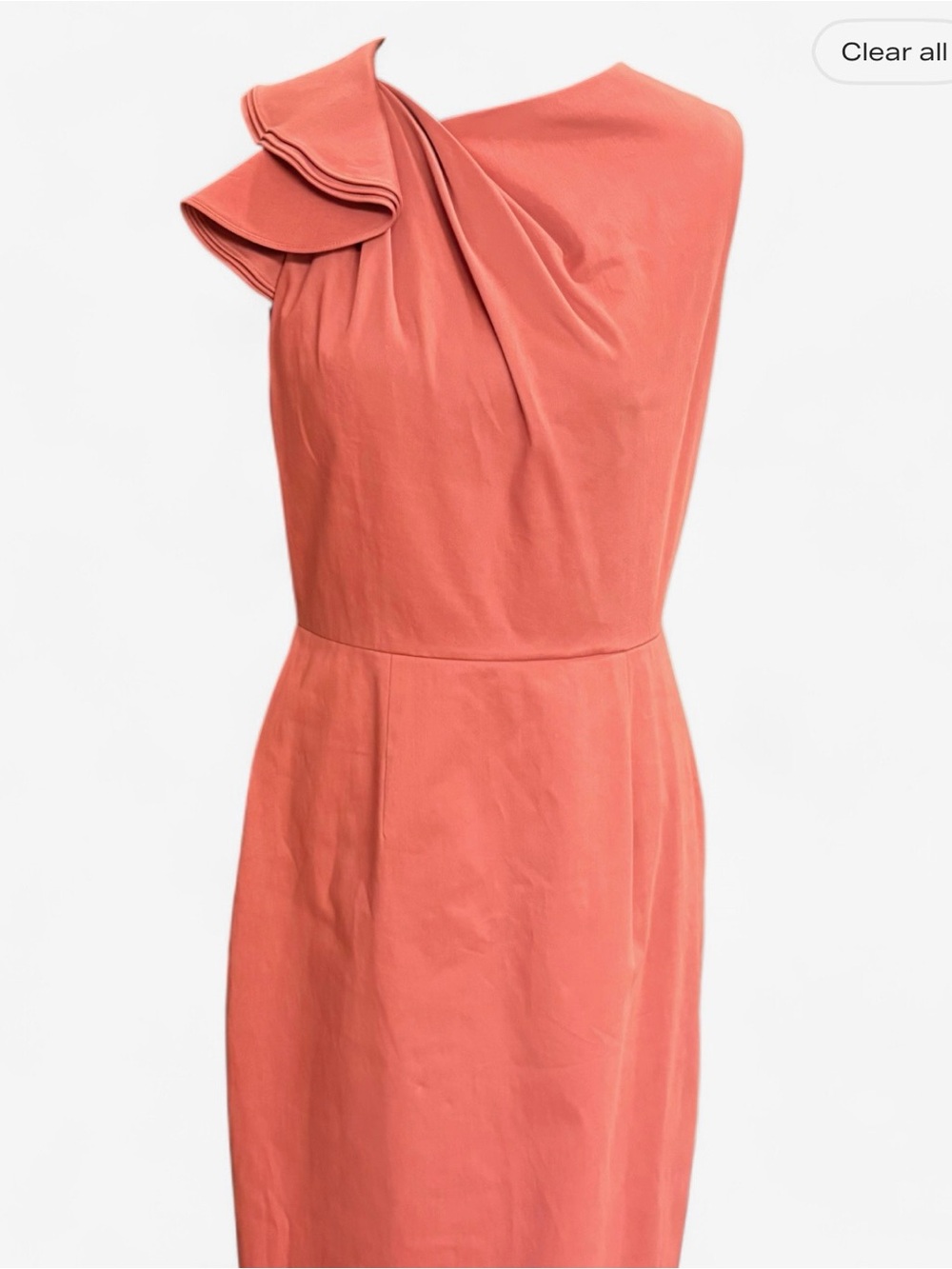 ANTONIO MELANI Coral One-Shoulder Ruffle Cocktail Dress